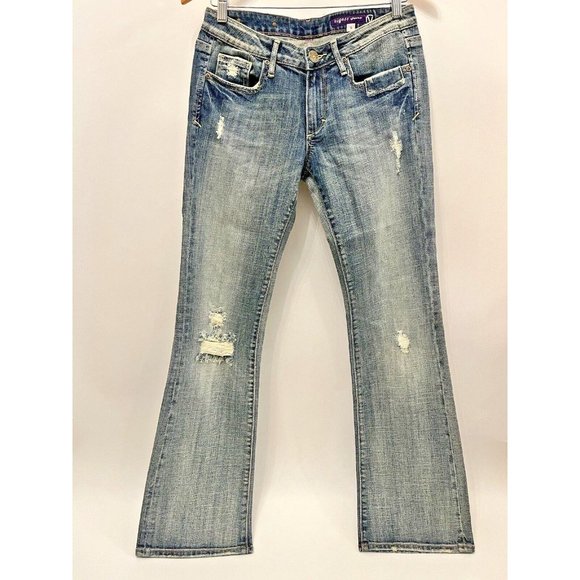 VINTAGE Y2K VIGOSS GREY BLUE LOW RISE BOOT CUT JEANS SIZE 5 28 - Picture 2 of 8